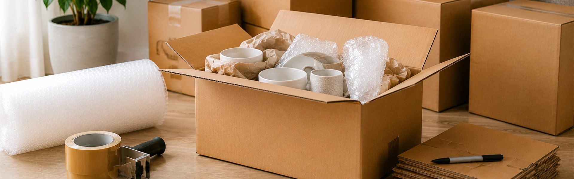 Umzugskartons packen und Umzug vorbereiten