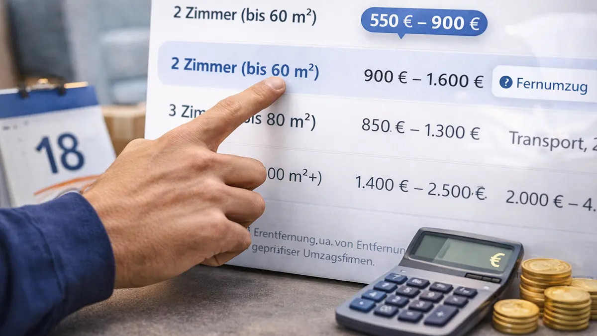 Umzugskosten Preise vergleichen – Festpreis Übersicht im Konfigurator